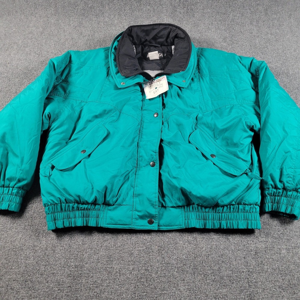 Vintage Nordica Jacket Womens 12 Teal‎ Ski Parka Quilted Insulated Bomber 90s